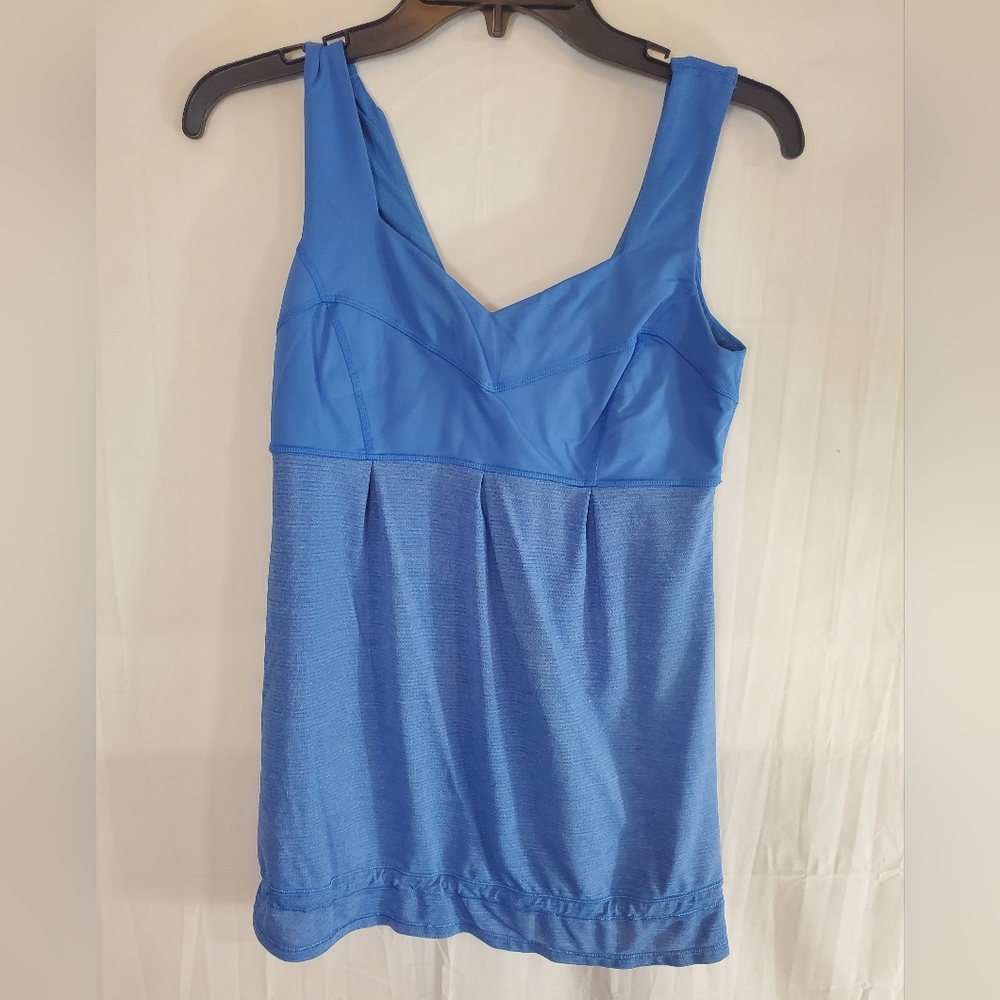 Lululemon Women's Size 6 Run Tame Me Tank Top Blue Drawstring Hem